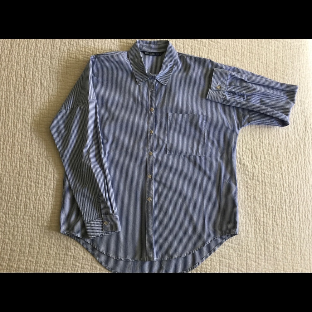 NWOT Zara cotton striped blouse w/ back beading